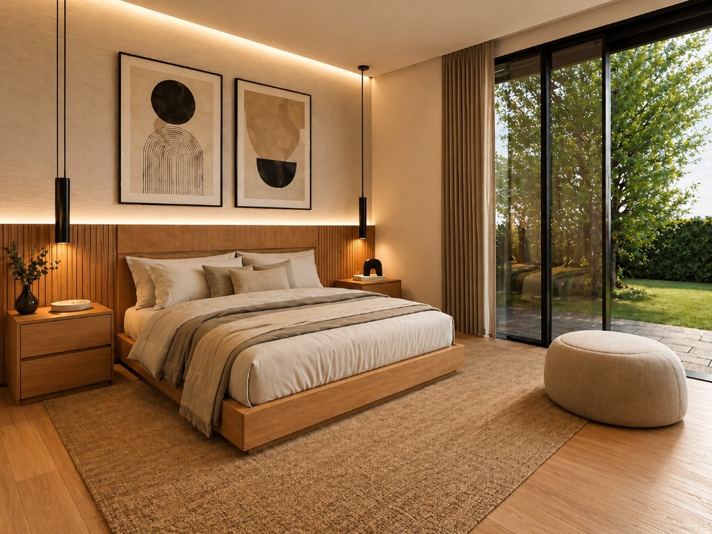 Habitación principal con vista al jardín en casa campestre premium Cundinamarca